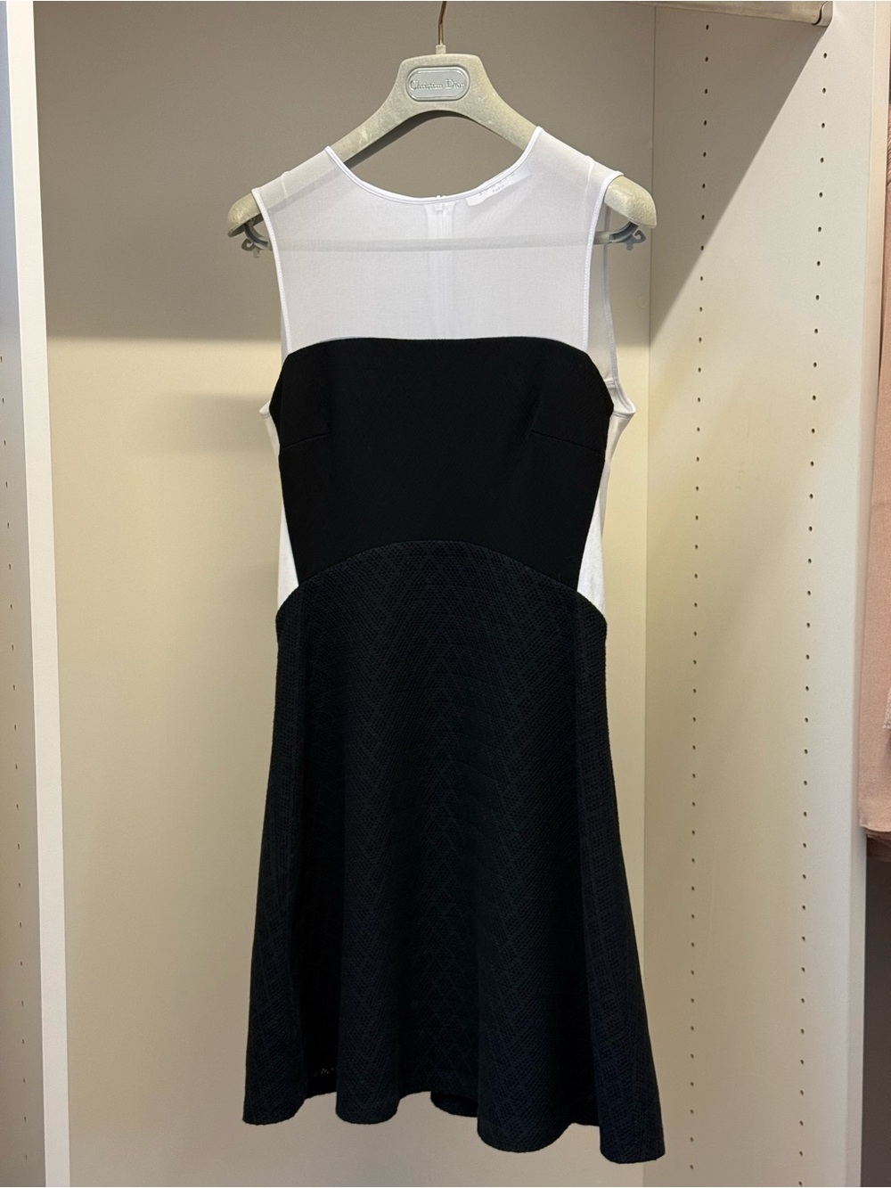 Sandro Black and White Sleeveless Fit-and-Flare Dress